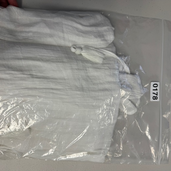 Aakaa White Boho Deep V-Neck Tassel Waist Beach Cover-Up Maxi Dress Size S - Picture 16 of 16